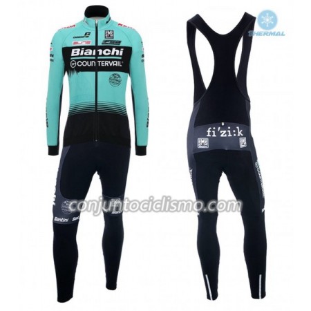 Conjunto Maillot + Culotte largo con tirantes Invierno Termico 2018 Bianchi Countervail N001